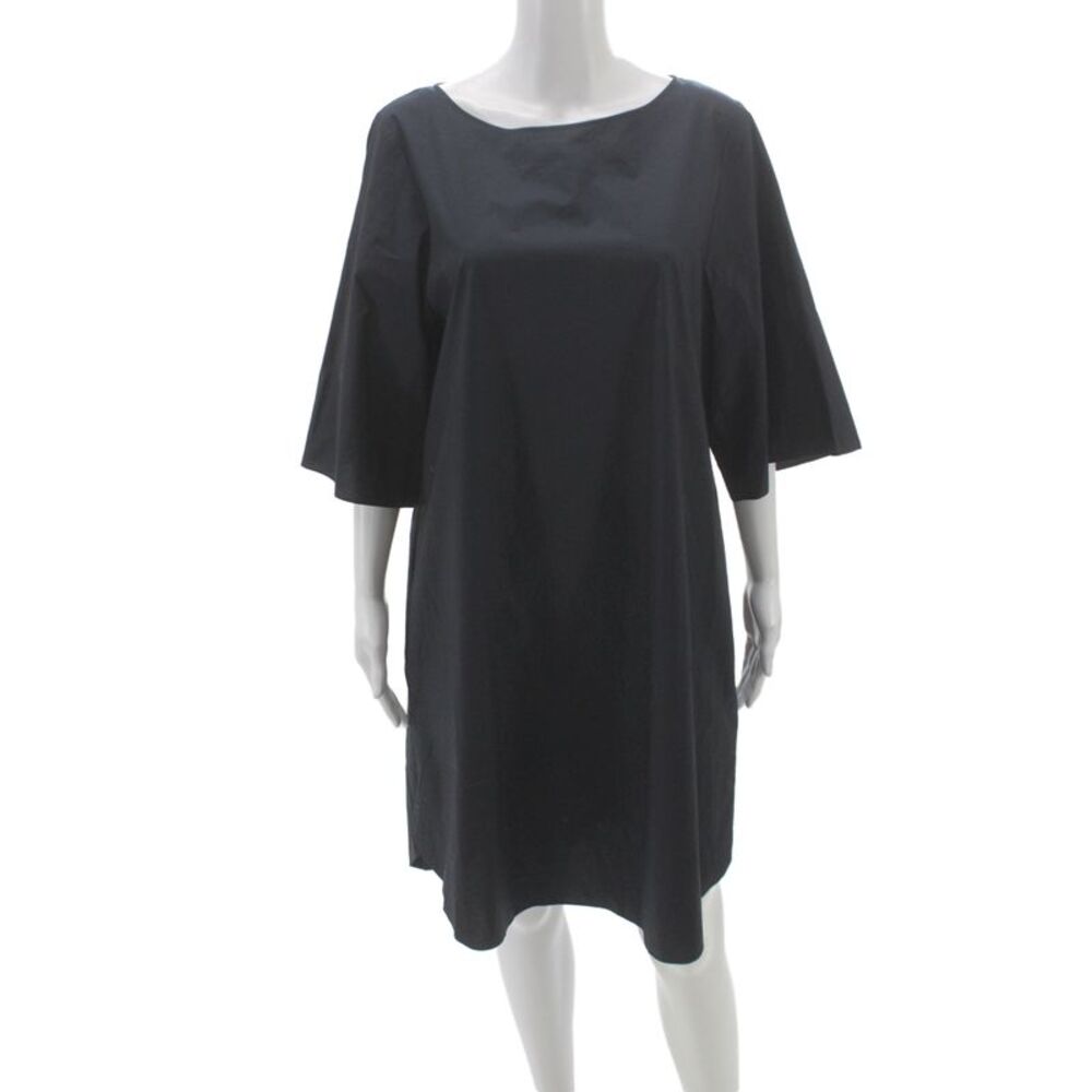 COS Women Shift Dress Black Cotton Boat Neck Half Sleeve Knee Length Size 12